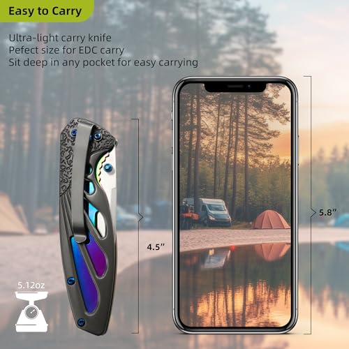 ALBATROSS D2 Steel Folding Pocket Knife with Liner Lock - Premium EDC Tactical Knife for Camping, Hunting and Outdoor Adve...