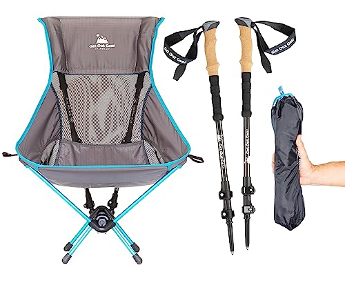 Get Out Gear TrekChair V2 Highback Backpacking Chair | 2-in-1 Trekking Pole and Camp Chair System | Extra Large and Wide w...