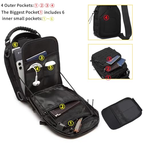 Vdones Tactical Sling Bag for Men Concealed Carry Crossbody Pack Gun Carry EDC BagMens Chest Pouch