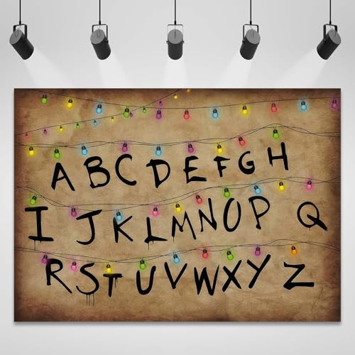 Colourful Light String Rustic Alphabet Backdrop for Halloween Birthday Party Decor Cake Table Banner Photo Booth Props Sup...