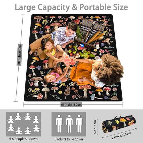 Supfitness Extra Large Picnic Blankets Waterproof Foldable (60 "x 80") Beach Blanket Waterproof Sandproof,3-Layer Thicking...