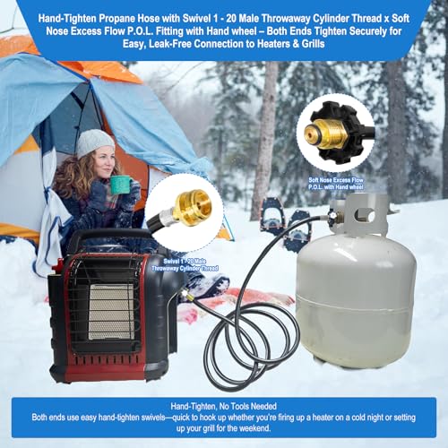 F273704 10FT Propane Hose for Heater Buddy Series Assembly, Fits Big Buddy,Little Buddy Etc,Heater Propane Hose with POL F...