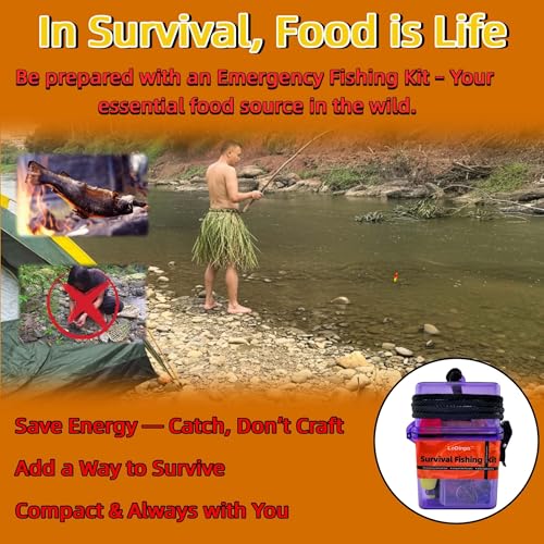 LoDinpo Mini Survival Fishing Kit Small Emergency Fishing Gear Box Pocket Fishing Tackle Travel Fishing Shoebox Surf Survi...