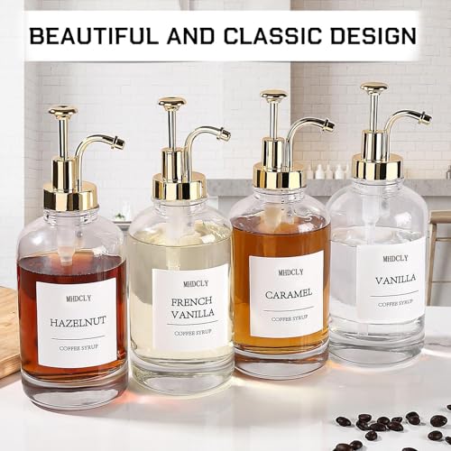 MHDCLY Coffee Bar Accessories, Coffee Syrup Dispenser - 4pack,16.9oz Syrup Dispenser with Labels,Syrup Pump Dispenser for ...