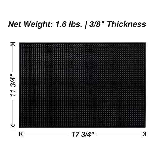 BARsics PVC Bar Service Mat for Cocktail Bartender 18x12 inches (Black)