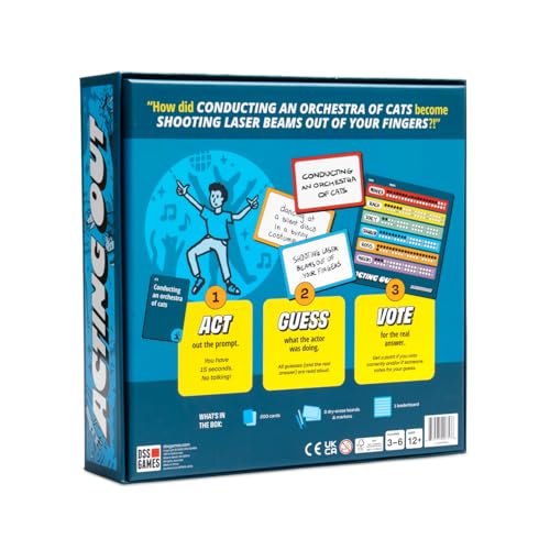 DSS Games Acting Out [Fun Charades & Guessing Card Game for Kids, Tweens, & Adults | 200 Hilarious Card Prompts | Perfect for Family Game Night, Gifts, Reunions, Groups, Parties | Ages 12 and Up]