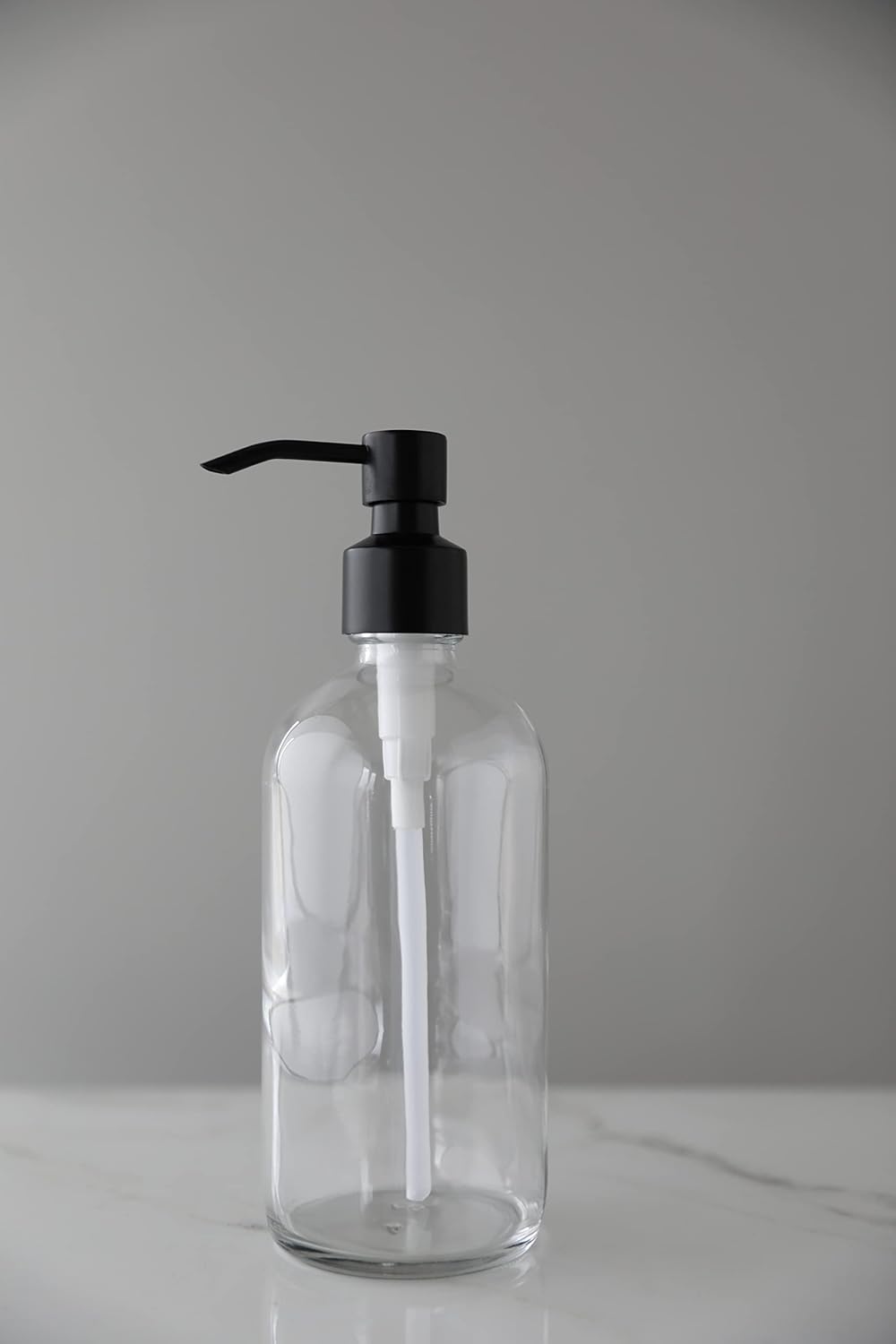 Rail19 Market Clear Glass Soap Dispenser with Metal Pump - Liquid Hand Soap & Lotion for Kitchen and Bathroom, 16oz (Cali Black)