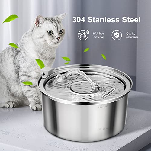 Automatic Stainless Steel Cat Water Fountain for Multi Pet Households, 3.2L/108oz, Large Capacity Dog Water Dispenser with...