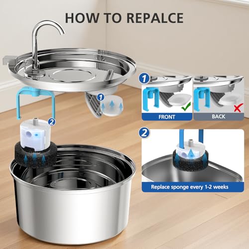 50 Pack Cat Water Fountain Filters for 108/3.2L& 67oz/2L Stainless Steel Pet Water Dispenser Cat/Dog Fountain Filter Repla...