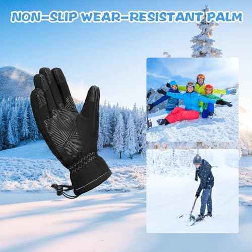 ihuan Kids Winter Waterproof Ski Gloves, Snowboarding Touchscreen Cycling Gloves for Boys Girls As Stocking Stuffers
