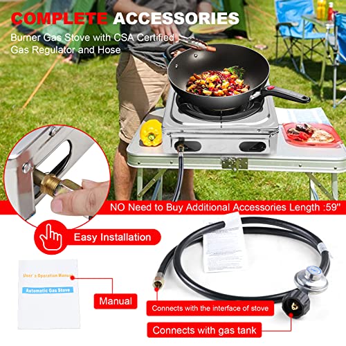 Propane Gas Cooktop，Single Burner Gas Stove Stainless Steel Portable Gas Stove，Auto Ignition Camping Single Burner LPGfor ...