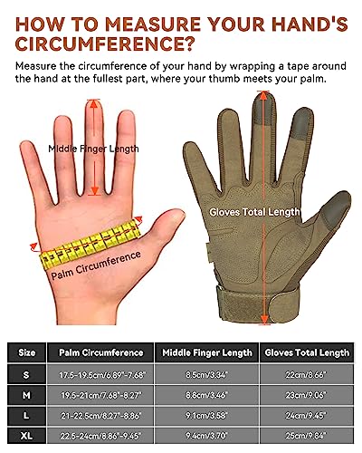KUMGIM Tactical Gloves for Men, Motorcycle Military Combat Gloves Black Airsoft Gloves Touchscreen for Airsoft Outdoor Hun...