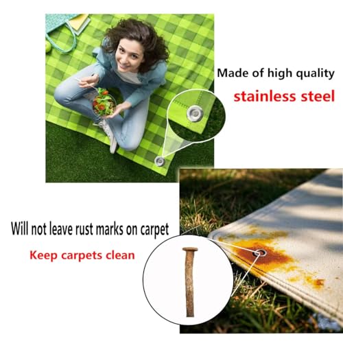 Thunia Outdoor Rug Stakes Stainless Steel Spiral Rv Carpet Stakes Patio Mats Stakes Used for Rugs, Tents, Camping, Lawn, T...