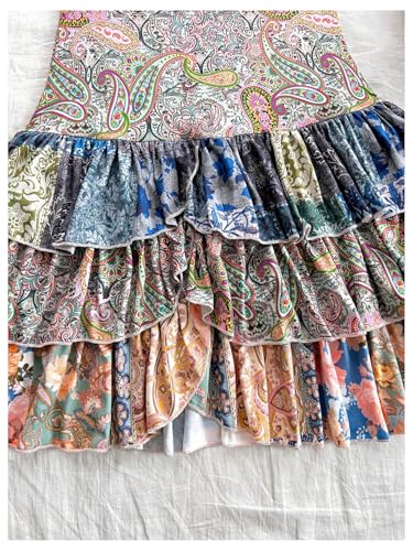 WDIRARA Women's Paisley Floral Boho Ruffle Layered Halter Dress Twist Front Tie Backless A Line Mini Dresses