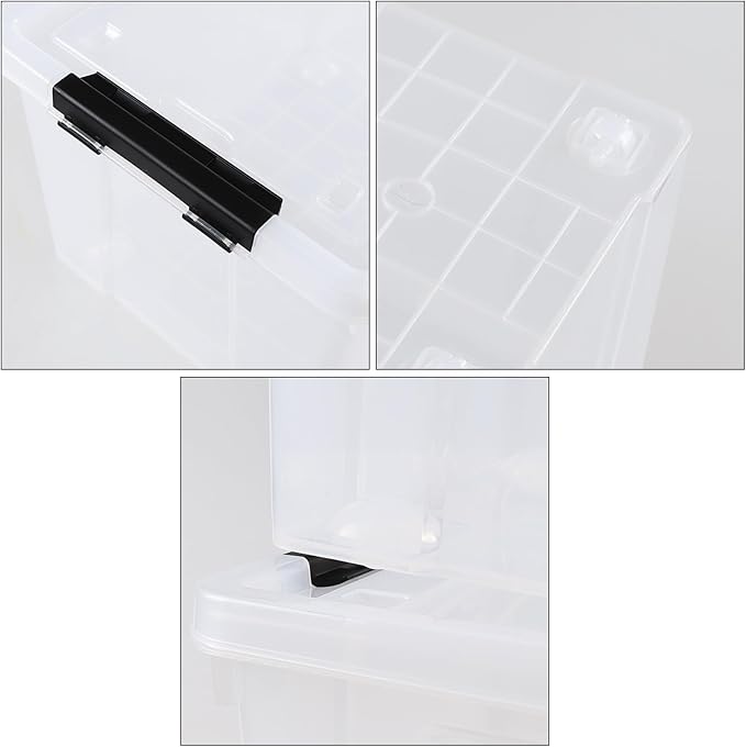 50 Quart Plastic Storage Bins with Lids and Wheels, Large Clear Plastic Storage Totes, 4 Pack