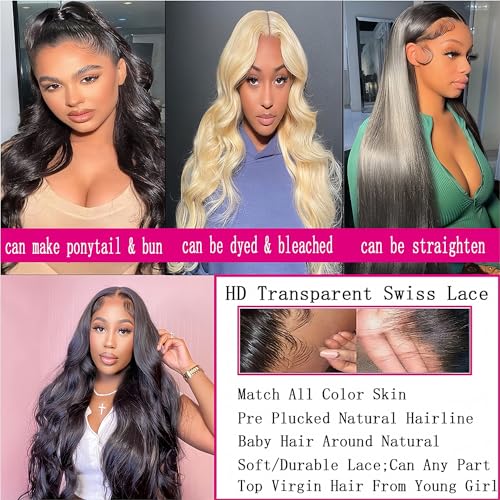 28 Inch 13x4 Lace Front Wigs Human Hair Body Wave Lace Front Wigs Human Hair Pre Plucked 13x4 Hd Lace Frontal Wigs Hd Lace Front Wigs for Black Women 180% Density