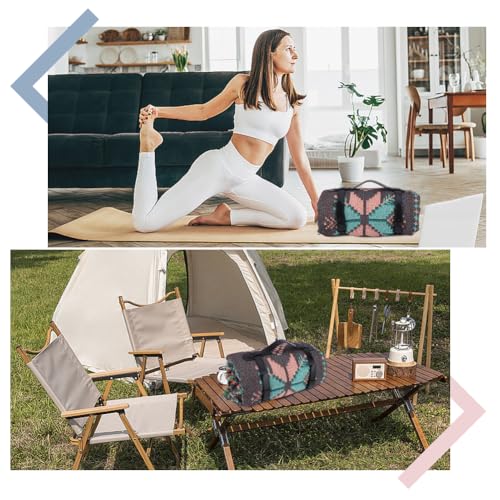CALFOVERA Outdoor Black PU Leather Picnic Blanket Carry Strap Portable Leather Handle Belt Rug Carrier Motorcycle Bedroll ...
