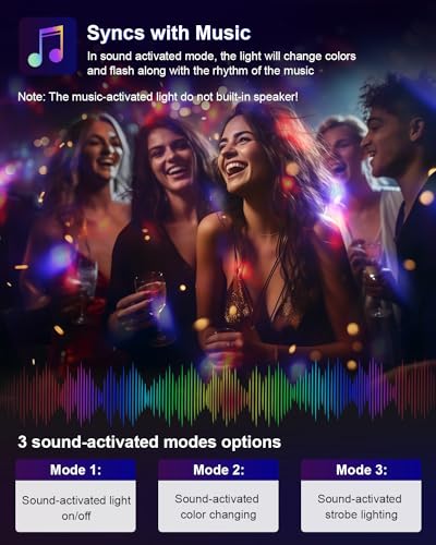 Luditek Sound Activated Party Lights with Remote DJ Lighting, Disco Ball Strobe Stage Light for Home Room Dance Parties Bi...
