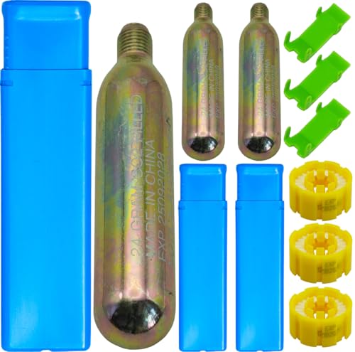 3-Pack 24/33 Grams 1/2 Thread CO₂ Cylinder Cartridge Emergency Auto-Inflate for Life Jackets, PFDs & Safety Devices | Wate...