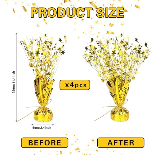 4 PCS Gold Metallic Foil Spray Centerpiece Star Table Decorations for Wedding Birthday Anniversary Graduation Party Suppli...