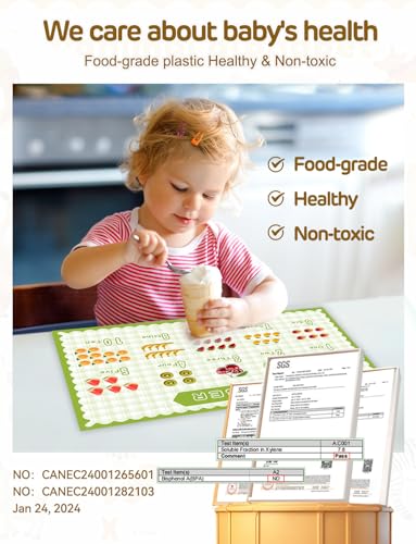 KAshack 45 Pack Sticky Disposable Placemats for Baby & Toddlers,Cute Number Fruit Toddler Placemat 12"x18" Kids Table Mat ...