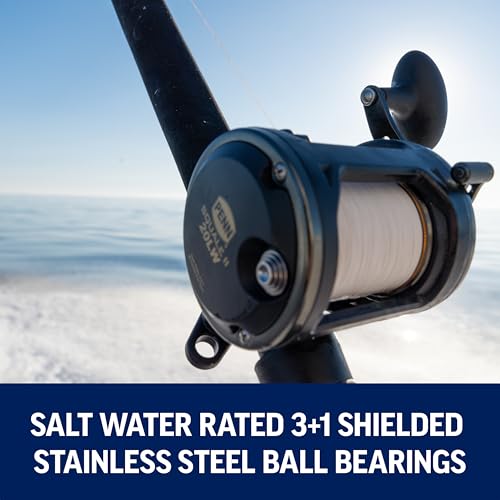 Penn 6'6" Squall II Level Wind Saltwater Rod and Reel Fishing Combo, 1-Piece Fishing Rod, Black/Gold