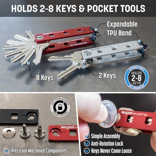 EDC Key Organizer Bundle - Compact Key Holder + Mini-Flashlight + 10-in-1 Keychain Multitool + Lost & Found - Premium Pock...