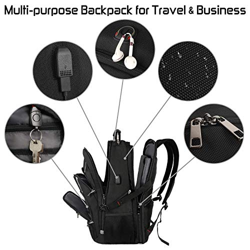 18.4 Laptop Backpack for Men, 55L-60L Extra Large Gaming Laptops Backpack with USB Charger Port, TSA Friendly Flight Appro...