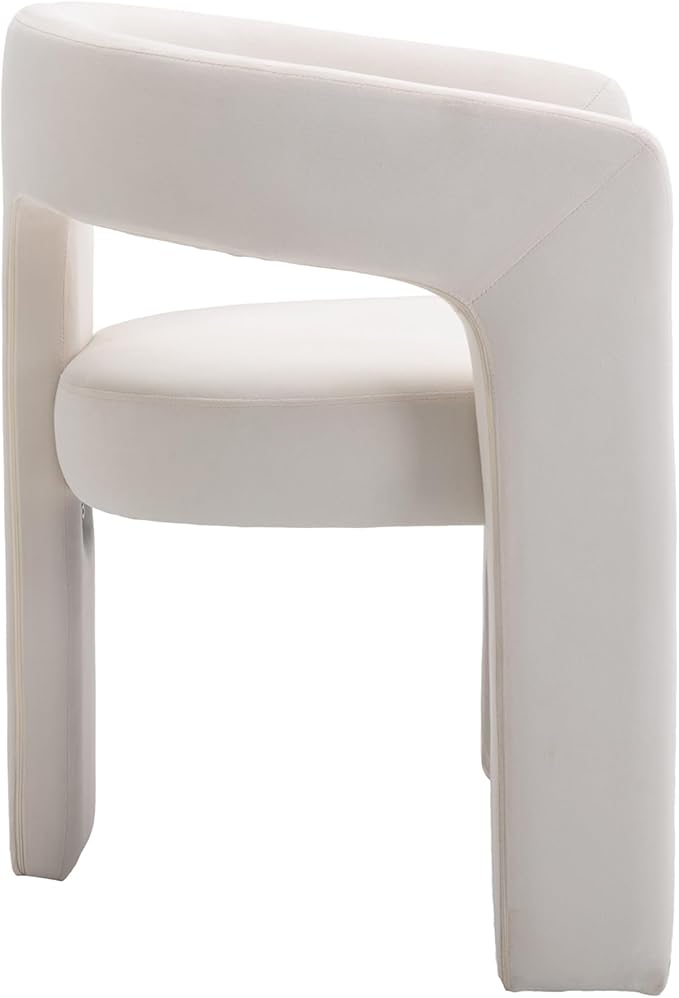 DAYALANE Modern Barrel Dining Chairs Set of 2, Upholstered Kitchen Chairs with Arms Comfy Fabric Side Chair for Living Room/Dining Room/Reception, Velvet Cream