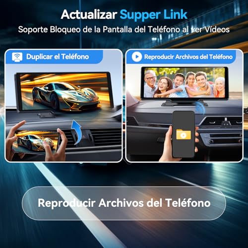 Portable Carplay Screen for Car, 10" Wireless Carplay & Android Auto Car Play Touchscreen with 1080P Backup Camera,GPS Nav...