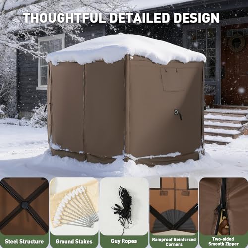Aoxun 10x10FT Pop-up Canopy Shelter Tent, 6-Sided Canopy Tent with Carry Bag and Stakes, Screen House Sun Shelter Tents fo...