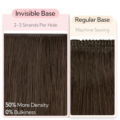 HOTBANANA Invisi Edge Clip in Hair Extensions, 14inch 120g Injected Seamless Clip in Extensions 7Pcs Natural Black Real Human Hair PU Hair Extensions