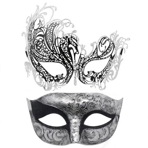 Coddsmz Couple Mask Half Venetian Masquerade Ball Mask Mardi Gras Mask Christmas Cosplay Costume Halloween Party Mask 2 Pack