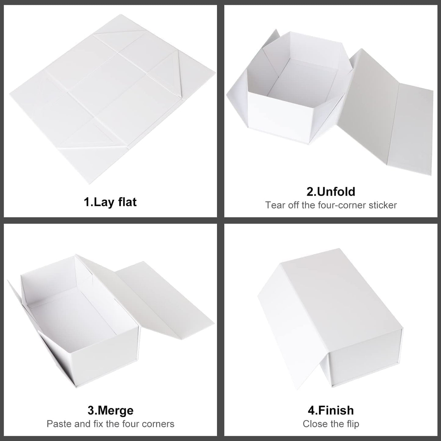 ROSTELACK Gift Box, 10' x 6' x 3', 5PCS, White, Luxury Gift Packaging with Magnetic Closure Lid, Ideal for Christmas, Thanksgiving, Wedding, Mother's Day, Birthday Gifts