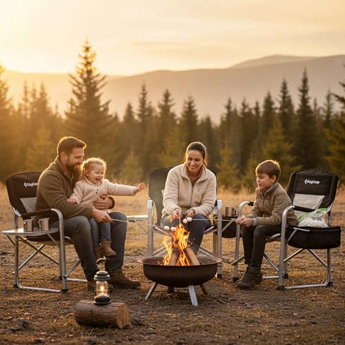 KingCamp XXL Oversized Directors Chair with Side Table, Heavy Duty Camping Chairs 600lbs with Cooler Bag, Portable Folding...