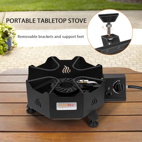 ONLYFIRE GRILLS Portable Gas Burner with Adjustable Removable Legs, Propane Camping Stove for Backyard RV Tailgating Outdo...
