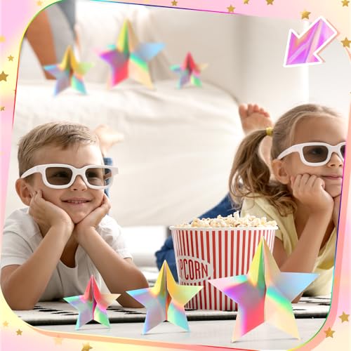 Sinload 45 Pcs 3D Star Centerpiece Movie Night Decoration for Table in 3 Sizes Hanging Supplie for Red Carpet Film Show Th...