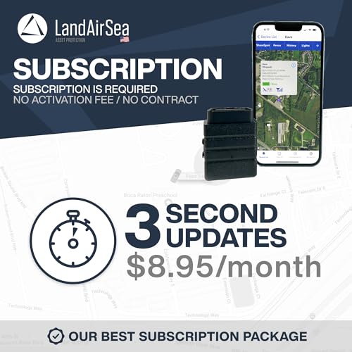 LandAirSea Sync GPS Tracker - 8.95 per month. Full Global Coverage. 4G LTE Real-Time Tracking for Vehicle, Asset, Fleet, a...