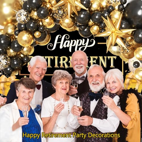 KARLURE Black and Gold Balloon Arch Kit, Black and Gold Party Decorations for Birthday 2026 Graduation Retirement Masquera...