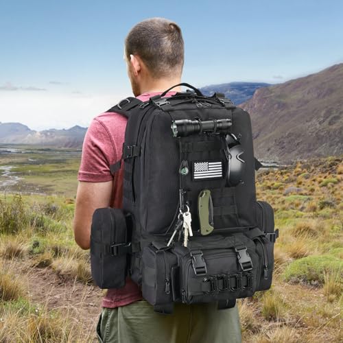 CVLIFE 60L Tactical Backpack for Men Women Military Large Army Rucksack With D-Ring Molle Clips Compass Accessories 3 Day ...