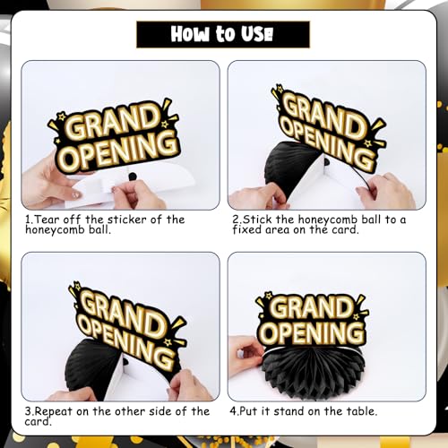 Kreatwow 8Pcs Grand Opening Honeycomb Centerpieces Black Gold Grand Opening Decorations Now Open Decor Congrats New Store ...