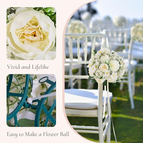 Inweder Flower Balls Centerpieces for Tables: 10 PCS White Flowers for Centerpieces Floral Arrangements Centerpiece for We...
