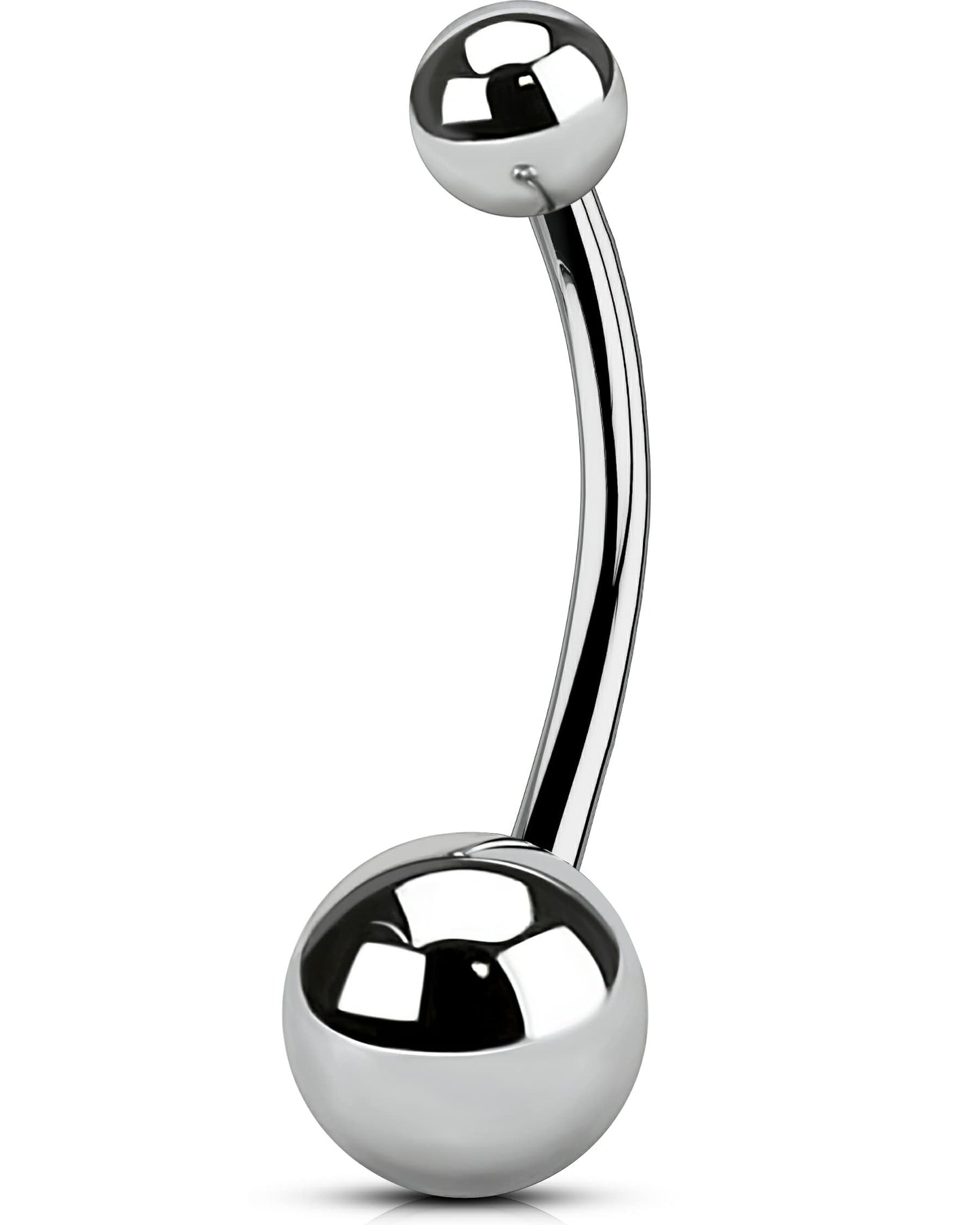 OUFER Titanium Belly Button Rings, Internally Threaded 14mm Long Belly Ring, Round CZ Navel Rings for Women Men (Silver Ball)