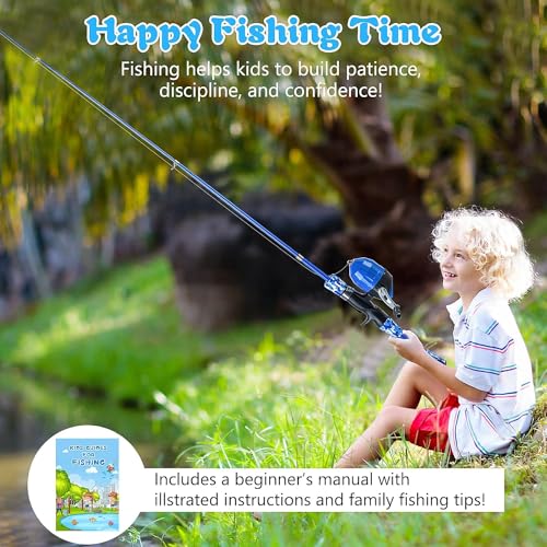Milerong Kids Fishing Rod, Kids Fishing Pole Portable Telescopic Fishing Rod and Reel Combo Kit for Boys, Girls, Youth - w...