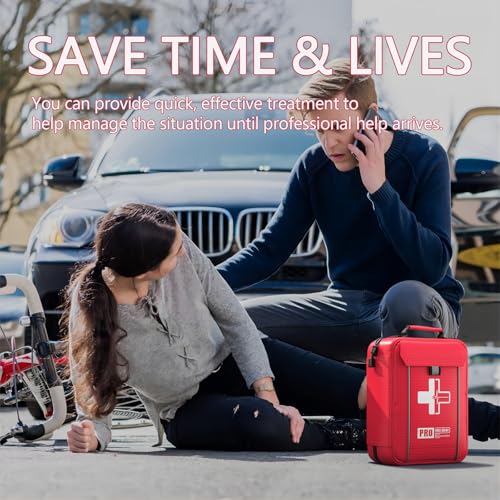 Upgrade - Comprehensive First Aid Kit with Labelled Compartments, Molle System Emergency Kits for Car,Home,Hiking, Backpac...