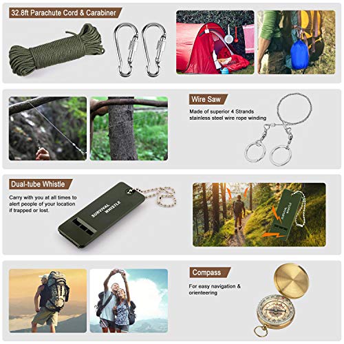 238Pcs Emergency Survival Kit and First Aid Kit, Professional Survival Gear Tool with Tactical Molle Pouch and Emergency T...
