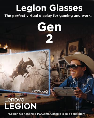 Lenovo Legion Glasses Gen 2 - Micro-OLED Personal Wearable Monitor for Gaming & Movies, FHD 120Hz Plug-and-Play Display fo...