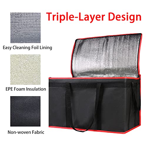 Bodaon Insulated Food Delivery Bag for Hot and Cold Meal, XXX-Large Grocery Tote Insulation Bag for Catering/Drivers, Pizz...