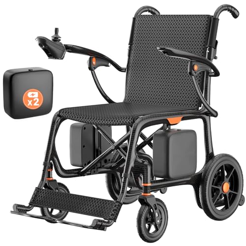 28lbs Ultralight 28 Miles Long Range 100% Carbon Fiber Travel Electric Wheelchairs for Adults, FreeWink Foldable Portable ...