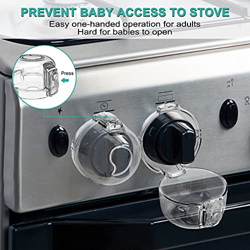 Mom's Choice Gold Awards Winner - Stove Knob Covers for Child Safety (5 + 1 Pack) Double-Key Design and Upgraded Universal...